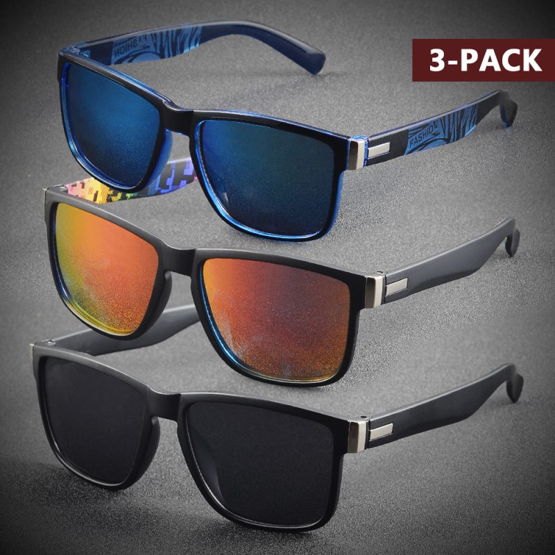 AIMISUV 3 Pieces Fashion Square Unisex Vintage Sunglasses for Men Women Driving Fishing Anti Glare Sun Glasses Male UV400 - Image 8