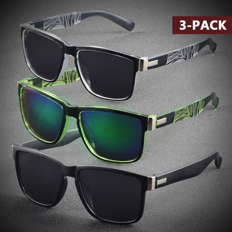 AIMISUV 3 Pieces Fashion Square Unisex Vintage Sunglasses for Men Women Driving Fishing Anti Glare Sun Glasses Male UV400 - Image 9