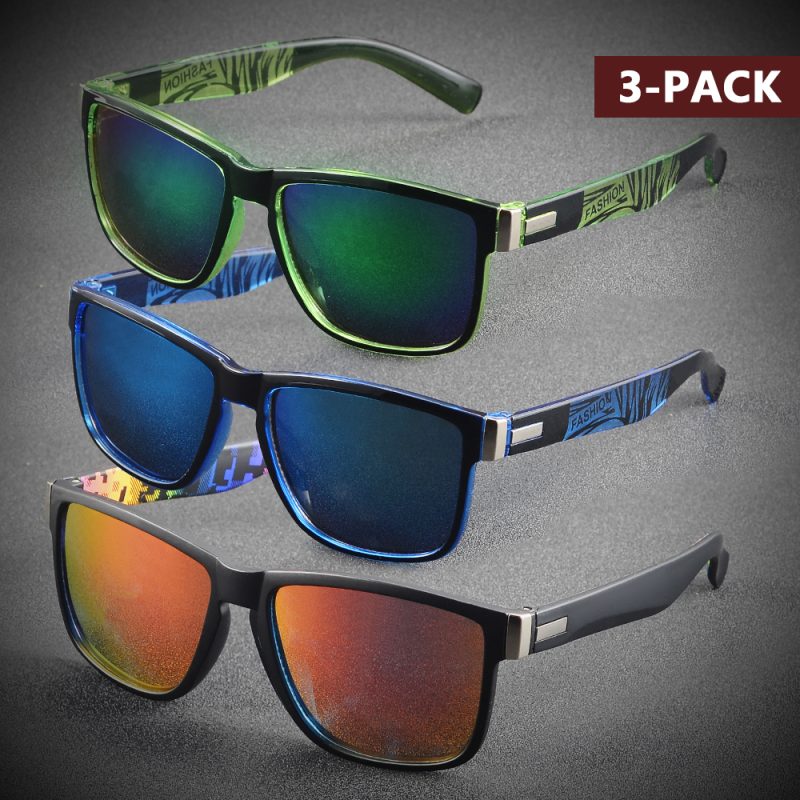 AIMISUV 3 Pieces Fashion Square Unisex Vintage Sunglasses for Men Women Driving Fishing Anti Glare Sun Glasses Male UV400 - Image 10