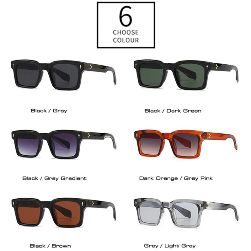 BEGREAT Square Rivets Gradient UV400 Sunglasses Men Shades Vintage Dark Green Trending Sunglasses for Women - Image 3