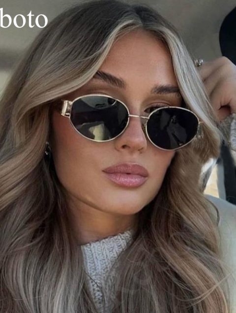 Fashion Retro Oval Sunglasses for Women Vintage Trendy Sun Glasses Women Luxury 2024 Small Metal Frame Classic Shades UV400