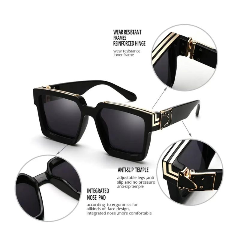 New Luxury Brand Designer Square Oversized Sunglasses Men Women 2022 Fashion Thick Frame Glasses Mens UV400 Male Celebrity - Image 5