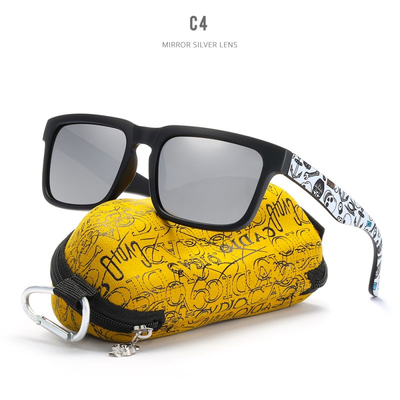 KDEAM Eye-catching Function Polarized Sunglasses For Men Matte Black Frame Fit. Painting Temples Play-Cool Sun Glasses With Case - Image 7