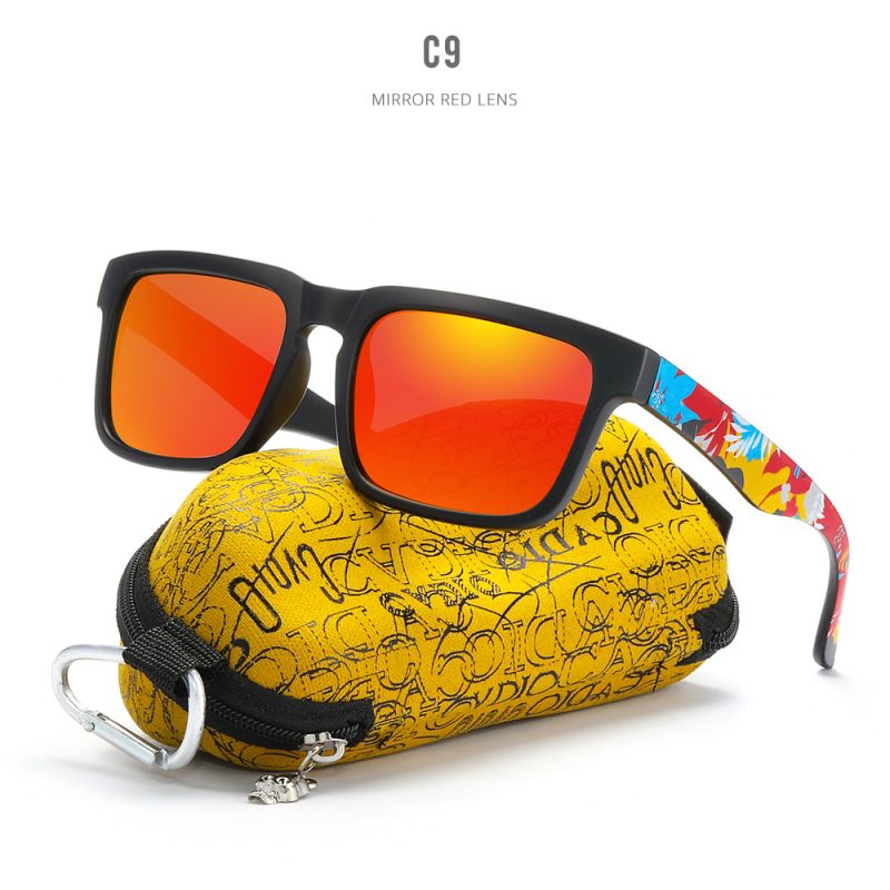 KDEAM Eye-catching Function Polarized Sunglasses For Men Matte Black Frame Fit. Painting Temples Play-Cool Sun Glasses With Case - Image 11