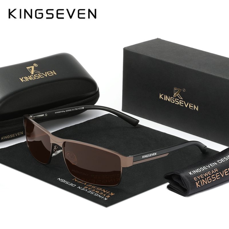 KINGSEVEN Men‘s Polarized Sunglasses Driving UV400 Glasses Causal Rectangle Aluminum Glasses Luxury Outdoor Driving Eyewear