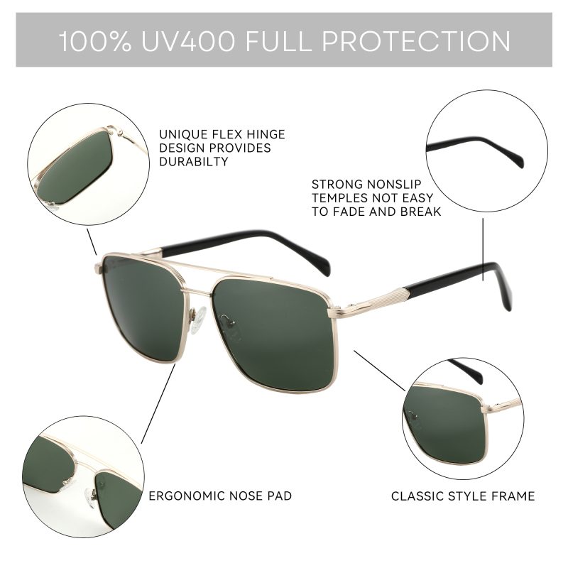 ZENOTTIC 2024 Men's Polarizing Sunglasses Double Bridge Pilot Shade High Quality Metal Sun Glasses For Fishing Driving RTM-2108 - Image 3