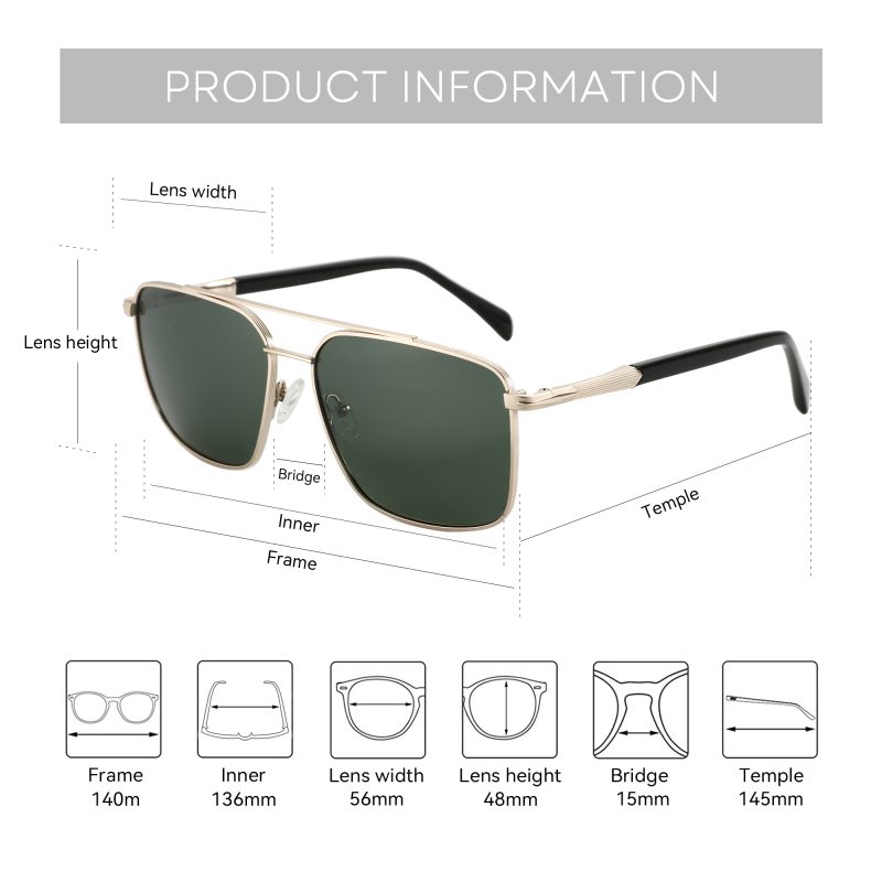 ZENOTTIC 2024 Men's Polarizing Sunglasses Double Bridge Pilot Shade High Quality Metal Sun Glasses For Fishing Driving RTM-2108 - Image 4