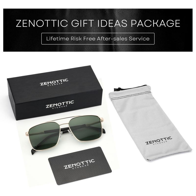 ZENOTTIC 2024 Men's Polarizing Sunglasses Double Bridge Pilot Shade High Quality Metal Sun Glasses For Fishing Driving RTM-2108 - Image 6