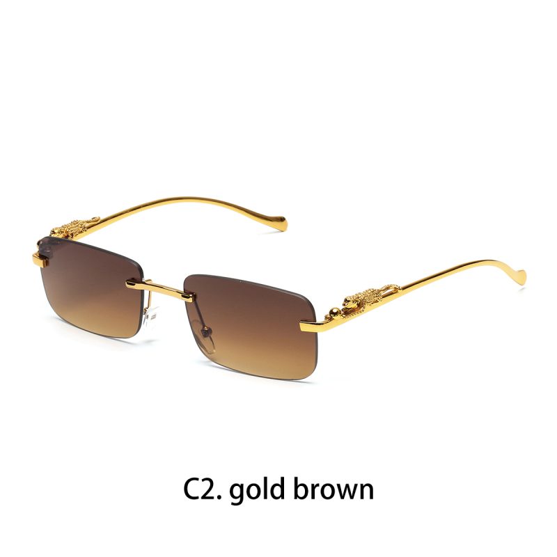 Ruiao rimless sunglasses UV400 fashion square metal glasses for men women designer man's brand sun glasses shades for outdoor - Image 9