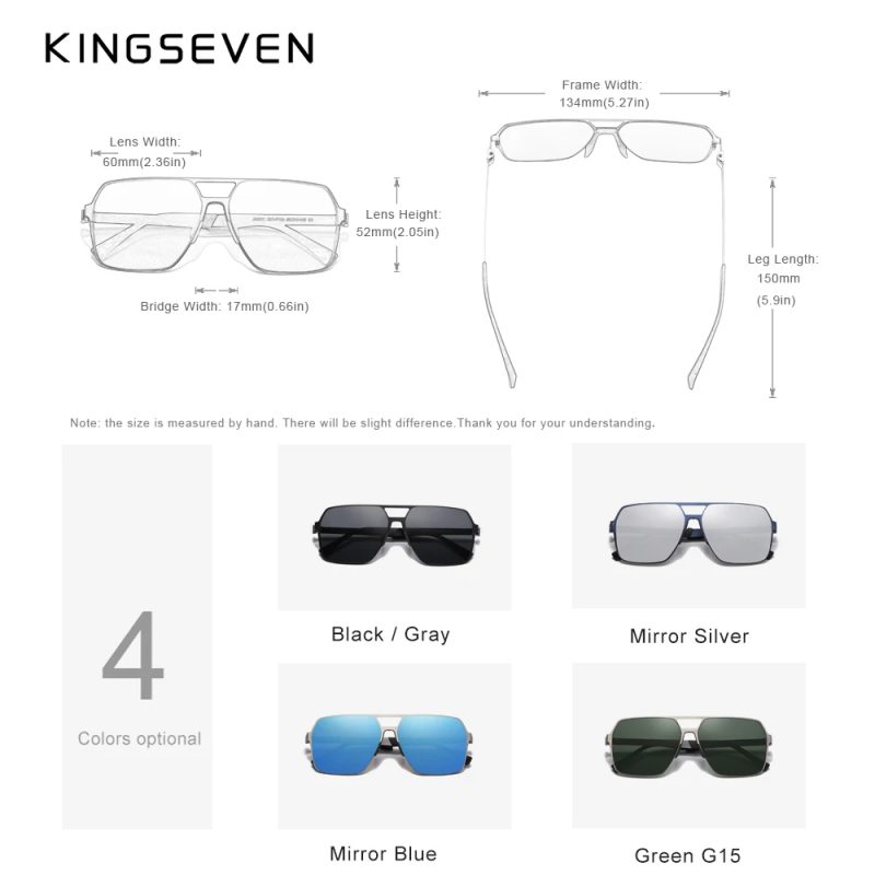 KINGSEVEN UV400 Glasses Temples Pilot Driving Men's Sunglasses Polarized High Quality Anti-reflection Fishing Retro Eyewear - Image 5