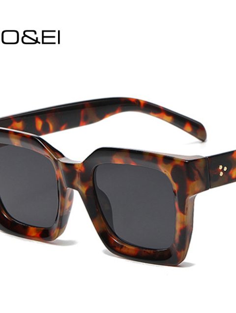 SO&EI Square Rivets Men Vintage Sunglasses Fashion Brand Designer Shades UV400 Women Gradient Sun Glasses
