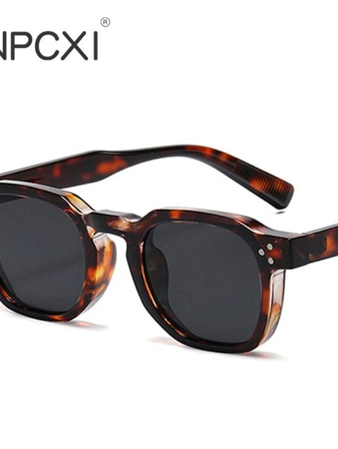 JNPCXI Fashion Vintage Rivet Oval Sunglasses Women Men Luxury Leopard Sun Glasses Anti Blue Light Eyeglasses Frame