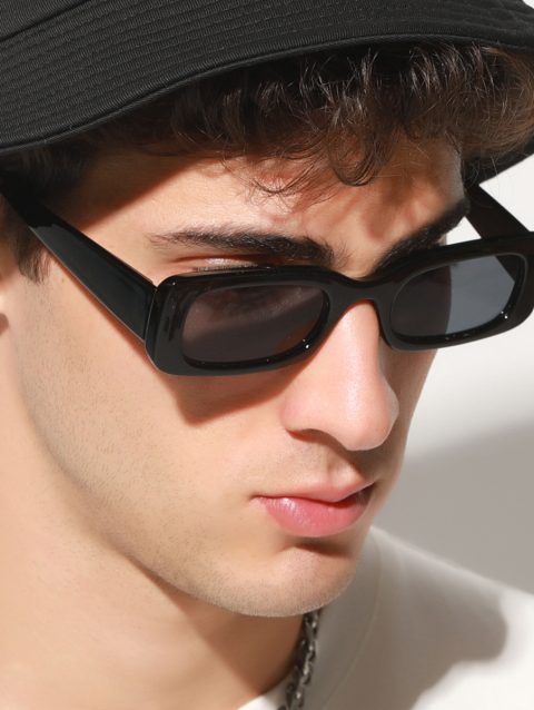 Square Sunglasses Men Rectangle Designer Small Sun Glasses Male Retro Black Lens Driving Fishing Eyewear UV400