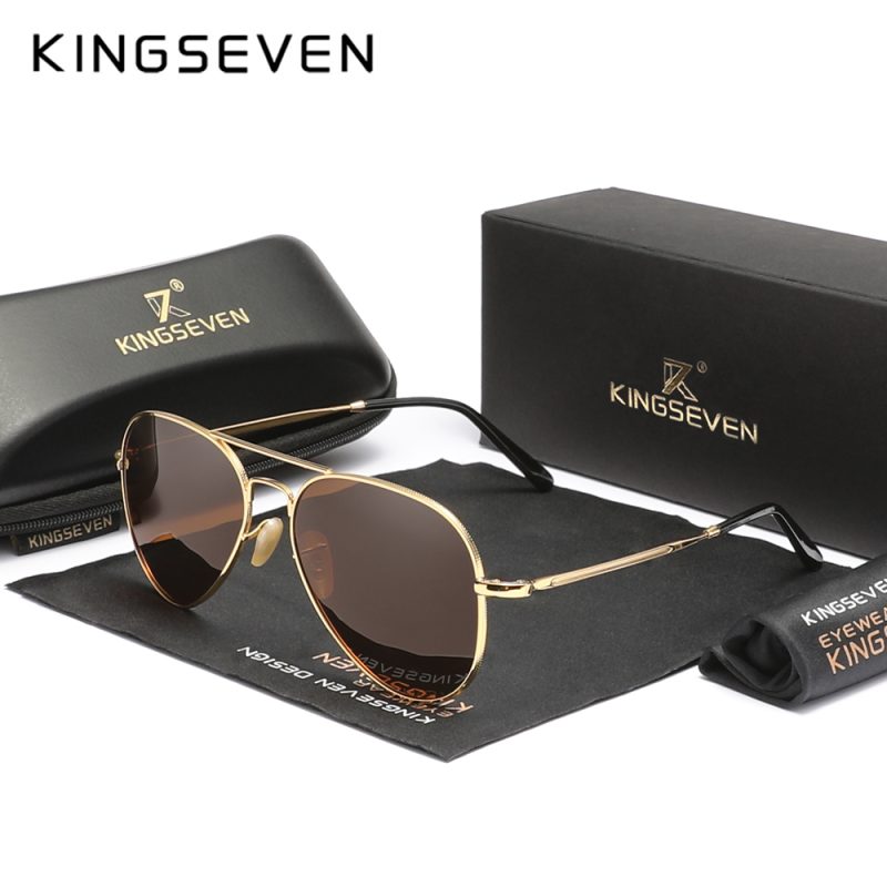 KINGSEVEN Pilot Alloy Men‘s Sunglasses Polarization UV400 Anti-reflection Full Frame Parsnip Glasses Women Retro Luxury Eyewear - Image 4