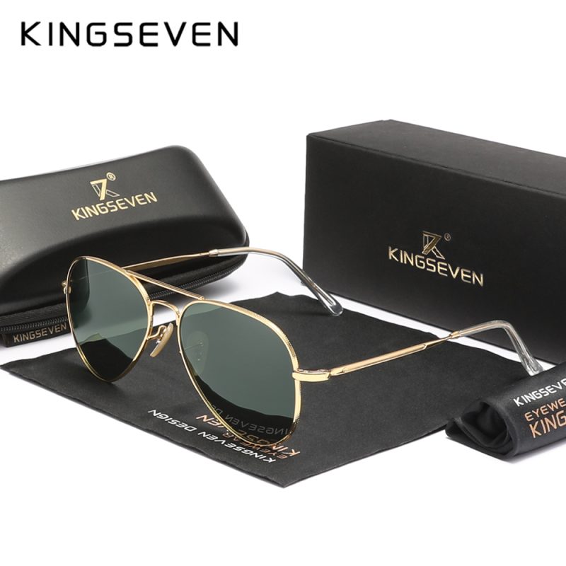 KINGSEVEN Pilot Alloy Men‘s Sunglasses Polarization UV400 Anti-reflection Full Frame Parsnip Glasses Women Retro Luxury Eyewear - Image 7