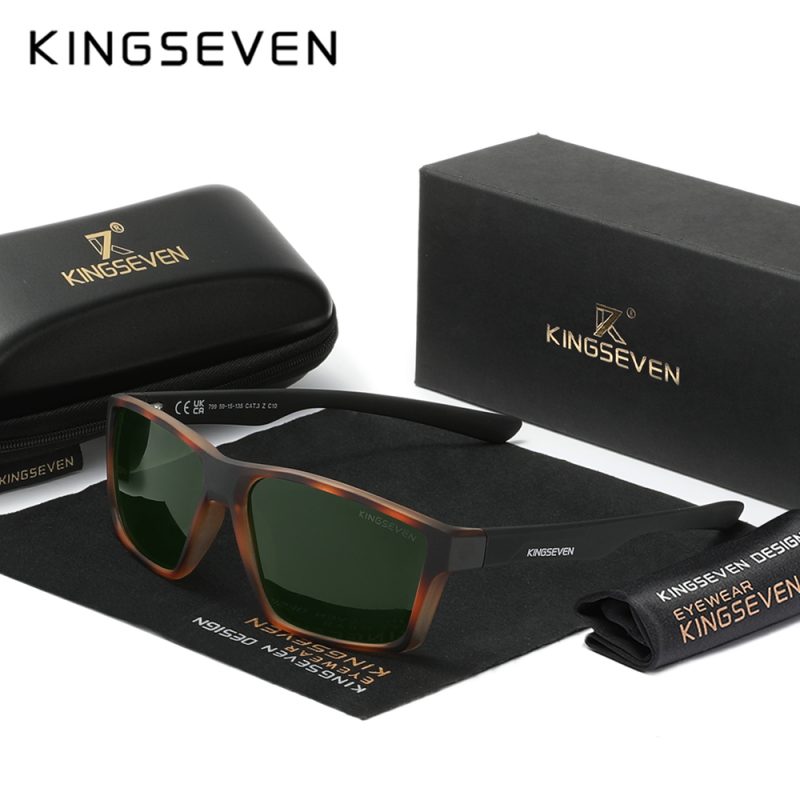 KINGSEVEN Causal Men‘s Sunglasses Polarization Anti-UV400 Rectangle Frame Parsnip Glasses Women Retro Luxury Ultralight Eyewear - Image 4