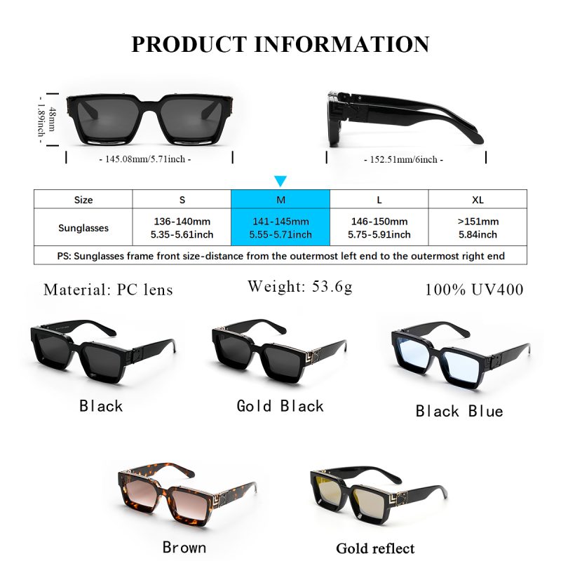 Ruiao Retro Black Millionaire Shades Luxury Sunglasses 2024 For Men Designer Famous Brand Square Sun Glasses Man Women Sunglass - Image 5