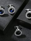 2024 New Men's Cufflinks Fashion French Inlaid Zirconia Round Shirt Cufflinks Hot Luxury Party Jewellery Accessories Gift Set