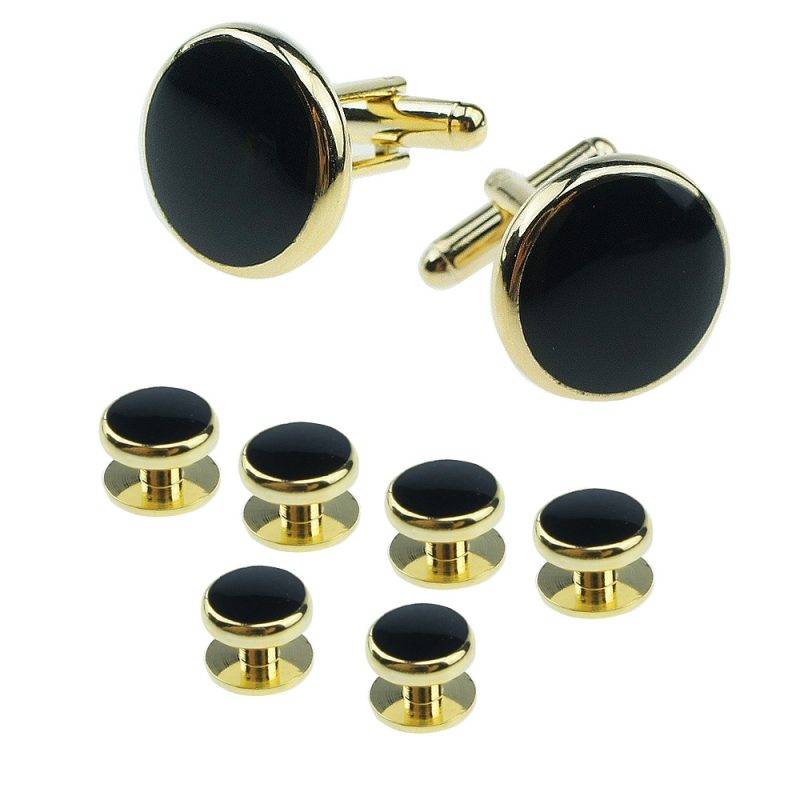 Mens Cufflinks and Studs Set for Tuxedo Shirts Business Wedding Party Cuff Links Classic Accessories Tie Clasp Collar Clips Gift - Image 2