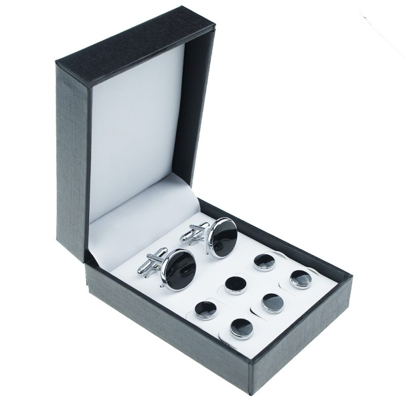 Mens Cufflinks and Studs Set for Tuxedo Shirts Business Wedding Party Cuff Links Classic Accessories Tie Clasp Collar Clips Gift - Image 3
