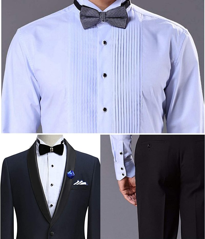 Mens Cufflinks and Studs Set for Tuxedo Shirts Business Wedding Party Cuff Links Classic Accessories Tie Clasp Collar Clips Gift - Image 4