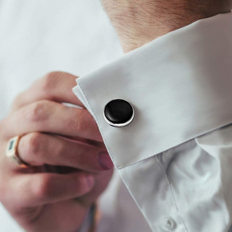 Mens Cufflinks and Studs Set for Tuxedo Shirts Business Wedding Party Cuff Links Classic Accessories Tie Clasp Collar Clips Gift - Image 5