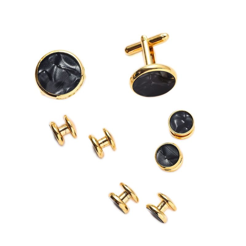 Mens Cufflinks and Studs Set for Tuxedo Shirts Business Wedding Party Cuff Links Classic Accessories Tie Clasp Collar Clips Gift - Image 10