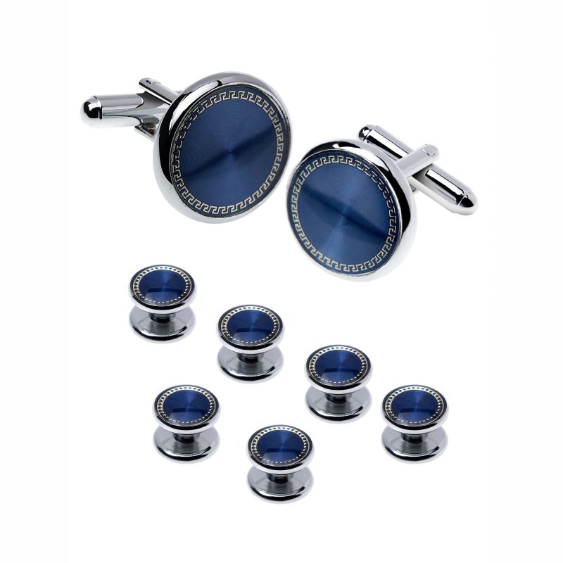 Mens Cufflinks and Studs Set for Tuxedo Shirts Business Wedding Party Cuff Links Classic Accessories Tie Clasp Collar Clips Gift - Image 18