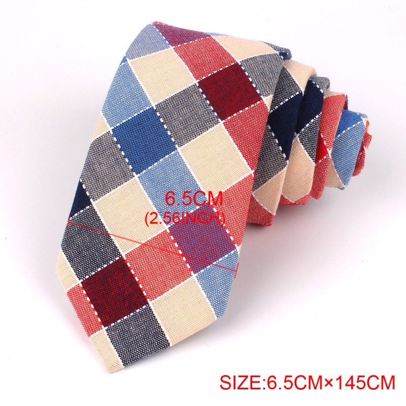 Fashion Woven Cotton Ties For Men Skinny Men Neck Tie For Wedding Casual Plaid Neckties Suits Slim Plaid Neck Ties Gravatas - Image 2