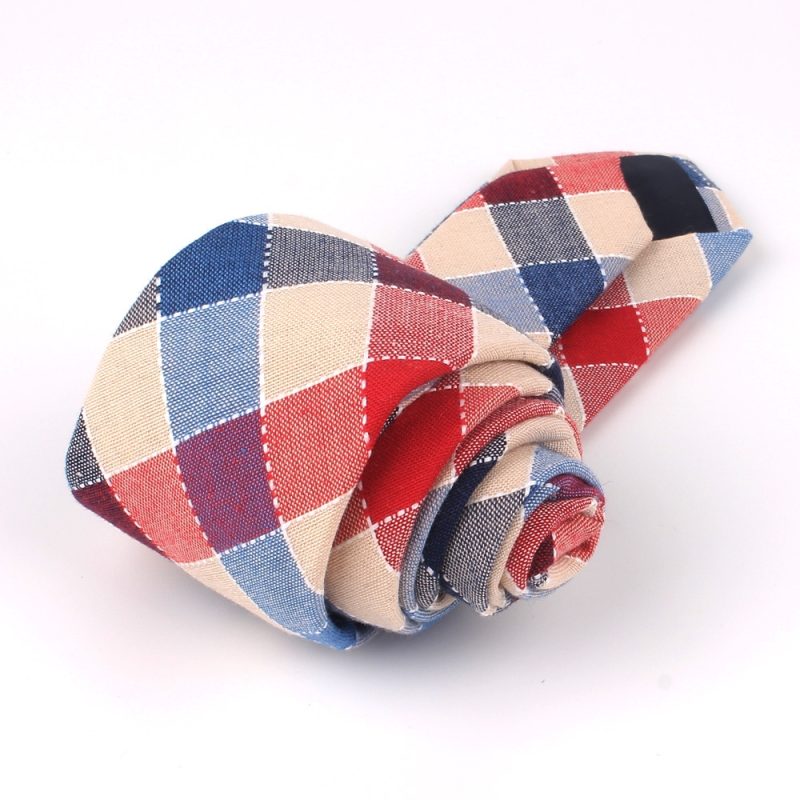 Fashion Woven Cotton Ties For Men Skinny Men Neck Tie For Wedding Casual Plaid Neckties Suits Slim Plaid Neck Ties Gravatas - Image 3