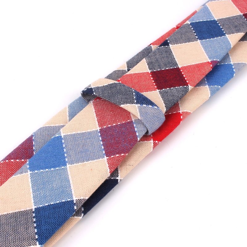 Fashion Woven Cotton Ties For Men Skinny Men Neck Tie For Wedding Casual Plaid Neckties Suits Slim Plaid Neck Ties Gravatas - Image 4