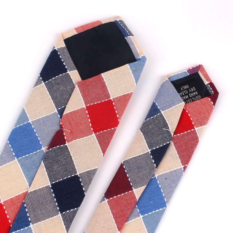 Fashion Woven Cotton Ties For Men Skinny Men Neck Tie For Wedding Casual Plaid Neckties Suits Slim Plaid Neck Ties Gravatas - Image 5