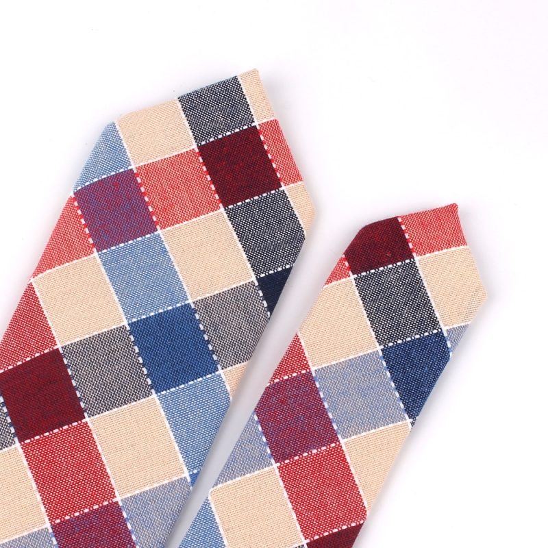 Fashion Woven Cotton Ties For Men Skinny Men Neck Tie For Wedding Casual Plaid Neckties Suits Slim Plaid Neck Ties Gravatas - Image 6