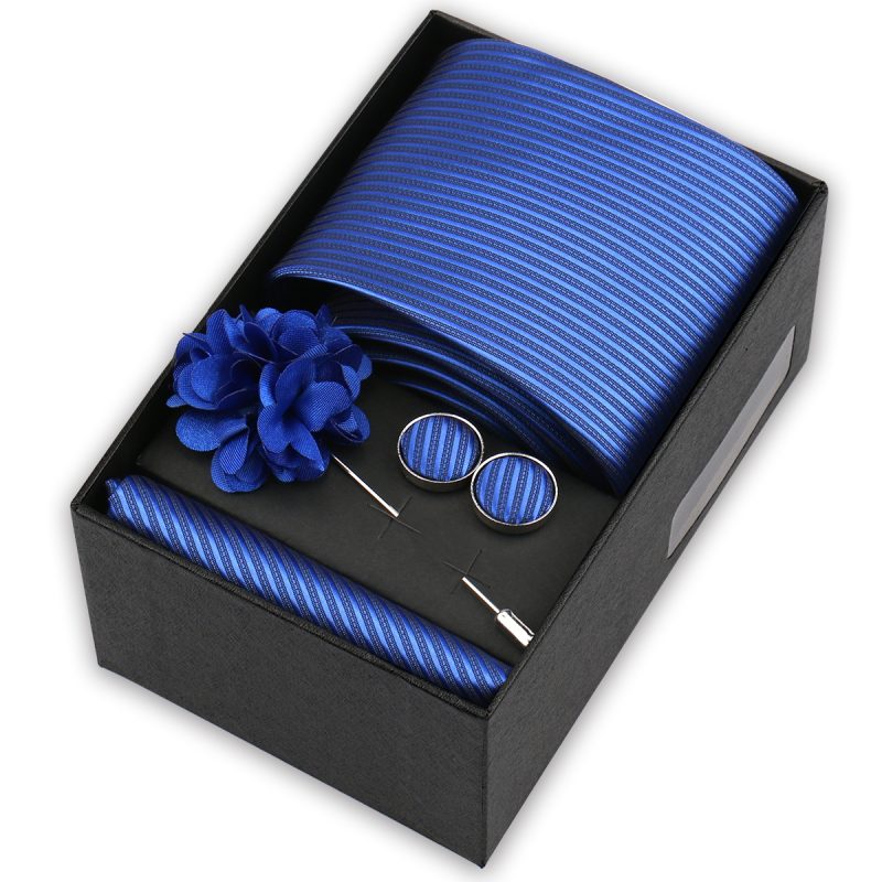 High Quality Tie Set Box Elegant Ties For Men Necktie Handchief Cufflinks Brooch 4Pcs Set Suit Accessories Business Wedding Gift - Image 30