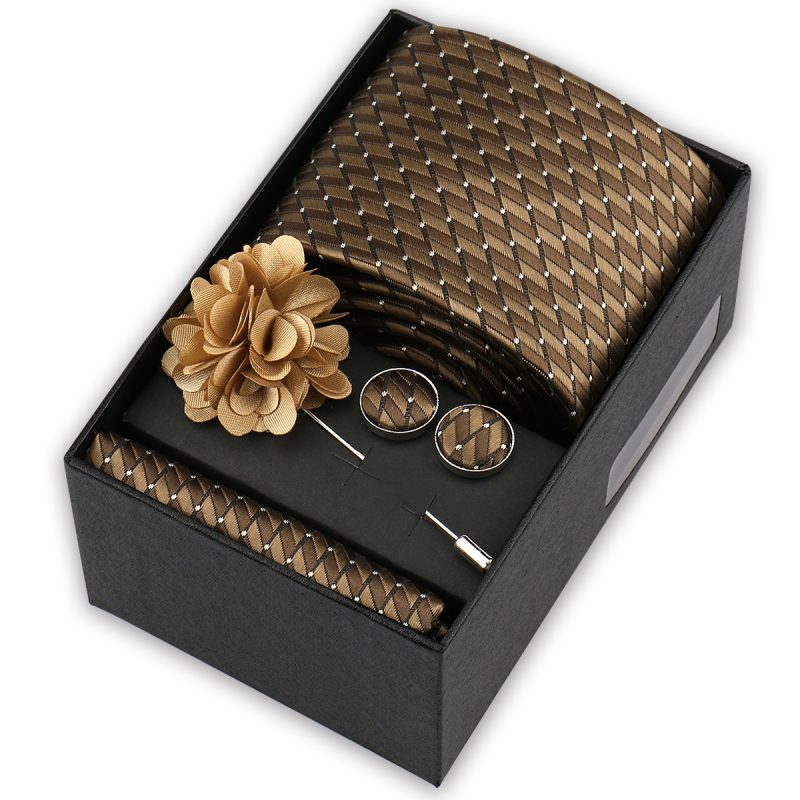 High Quality Tie Set Box Elegant Ties For Men Necktie Handchief Cufflinks Brooch 4Pcs Set Suit Accessories Business Wedding Gift - Image 38