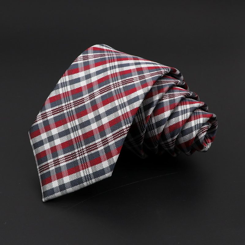 Casual 7cm Plaid Ties For Men Skinny Red Blue Tie Fashion Polyester Strip Necktie Business Slim Shirt Accessories Gift Cravate - Image 19