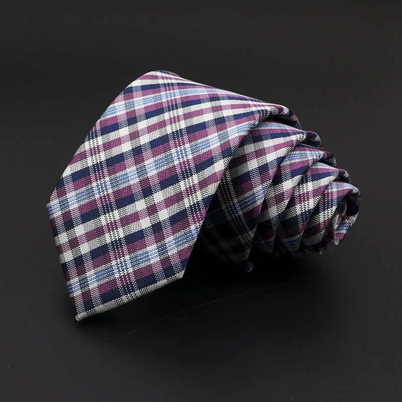 Casual 7cm Plaid Ties For Men Skinny Red Blue Tie Fashion Polyester Strip Necktie Business Slim Shirt Accessories Gift Cravate - Image 22