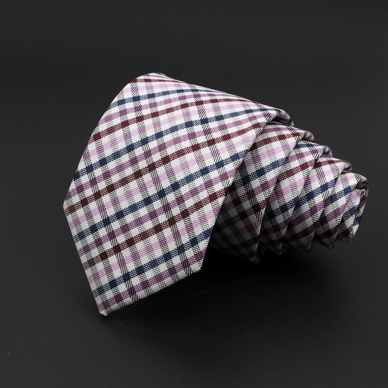 Casual 7cm Plaid Ties For Men Skinny Red Blue Tie Fashion Polyester Strip Necktie Business Slim Shirt Accessories Gift Cravate - Image 25