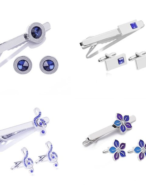 Fashion Business Shirt Sleeve Decorative Buttons Classic Geometric Tie Clips and Cufflinks Set for Men's Luxury Jewelry Gift