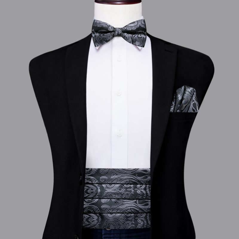 YF-2006 Hi-Tie Luxury Designer Paisley Red Cummerbund Bow tie Set Formal Tuxedo Corset Elastic Belt for Men Wedding Cummerbunds - Image 8