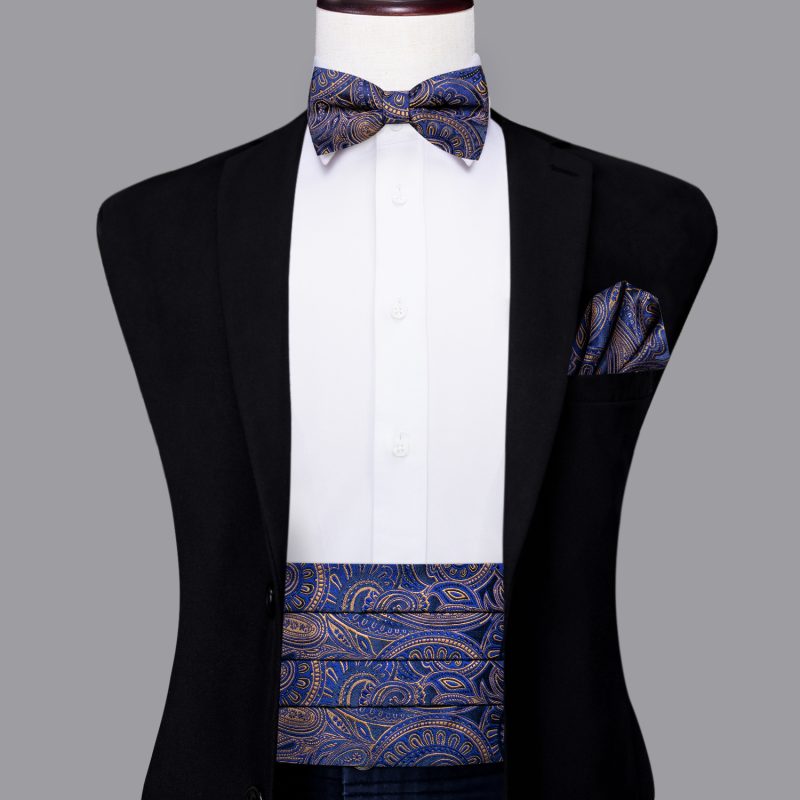 YF-2006 Hi-Tie Luxury Designer Paisley Red Cummerbund Bow tie Set Formal Tuxedo Corset Elastic Belt for Men Wedding Cummerbunds - Image 10
