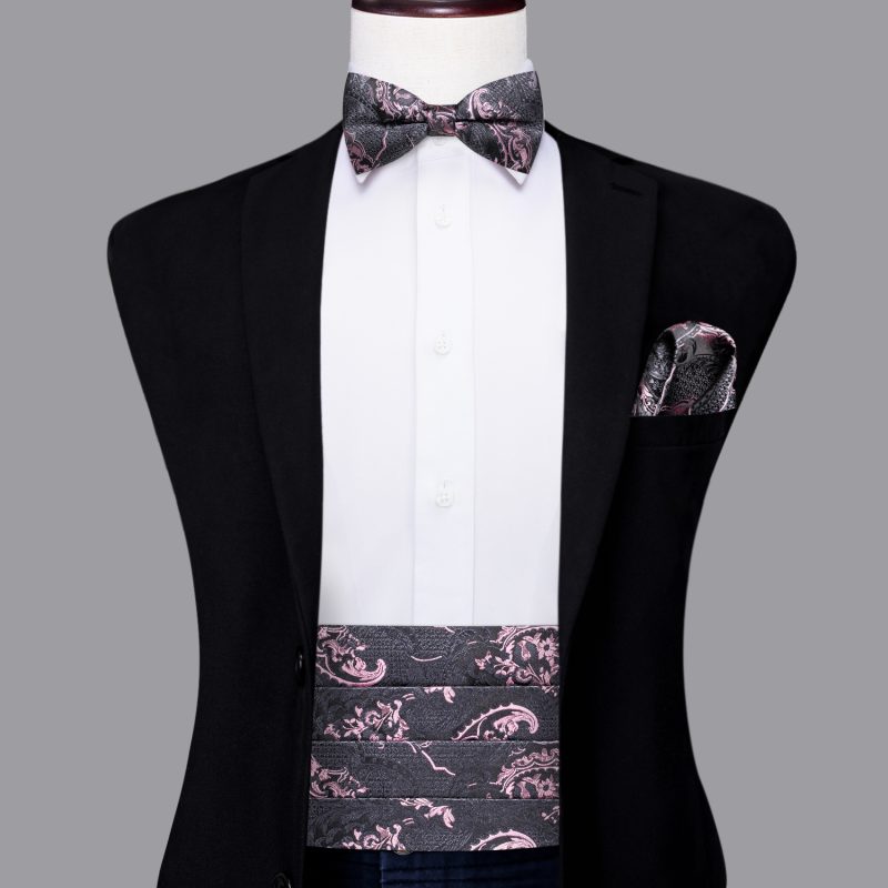 YF-2006 Hi-Tie Luxury Designer Paisley Red Cummerbund Bow tie Set Formal Tuxedo Corset Elastic Belt for Men Wedding Cummerbunds - Image 16