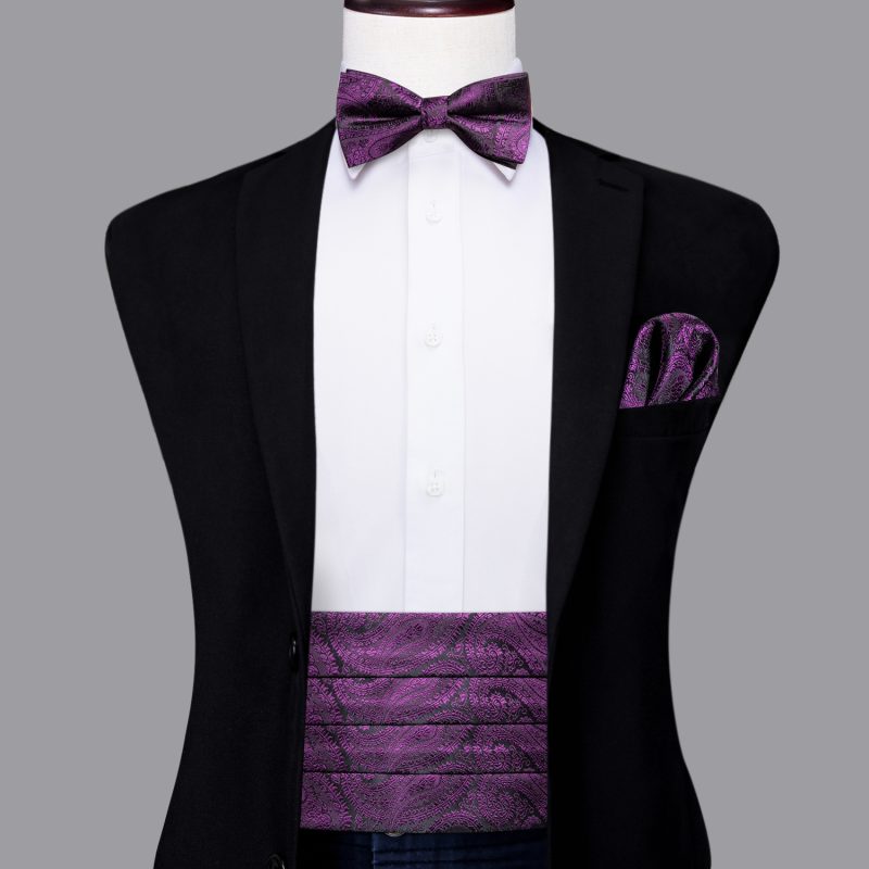 YF-2006 Hi-Tie Luxury Designer Paisley Red Cummerbund Bow tie Set Formal Tuxedo Corset Elastic Belt for Men Wedding Cummerbunds - Image 21