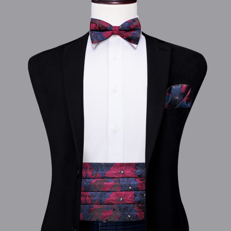 YF-2006 Hi-Tie Luxury Designer Paisley Red Cummerbund Bow tie Set Formal Tuxedo Corset Elastic Belt for Men Wedding Cummerbunds - Image 24