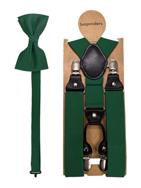 Fashion Suspenders Men Elastic Band Suspenders Bowtie Set Leather 6 Clips Brace Male Vintage Casual Wedding Party Husband's Gift
