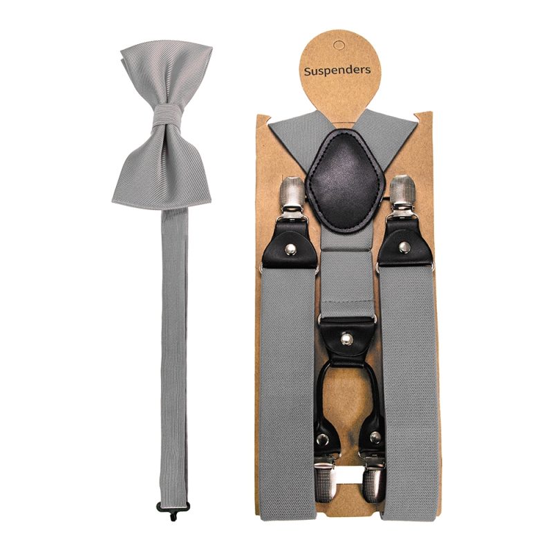 Fashion Suspenders Men Elastic Band Suspenders Bowtie Set Leather 6 Clips Brace Male Vintage Casual Wedding Party Husband's Gift - Image 12
