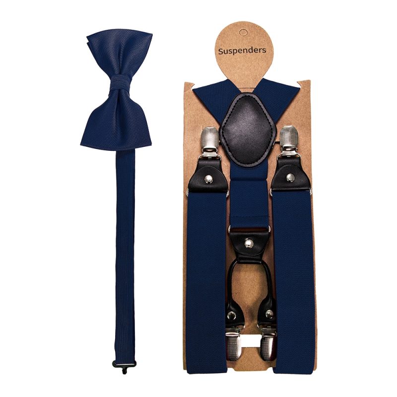 Fashion Suspenders Men Elastic Band Suspenders Bowtie Set Leather 6 Clips Brace Male Vintage Casual Wedding Party Husband's Gift - Image 15