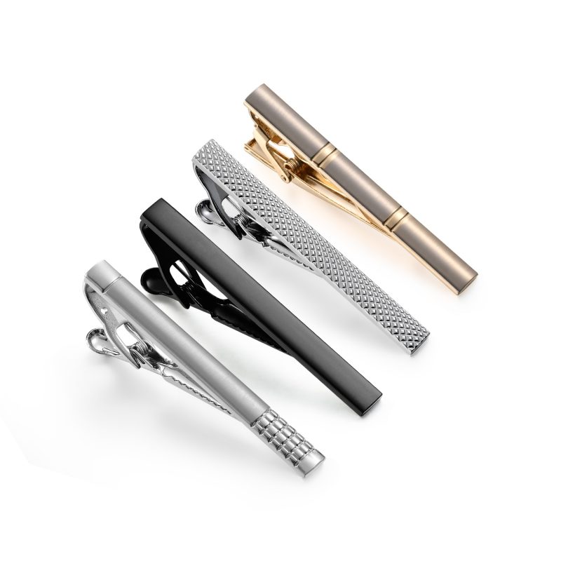 1/4 PCS Wedding Tie Clips Set With Box Accessories Man Cufflinks Short Tie Clip To Man Shirt Minimalist Men's Jewelry Gift Men