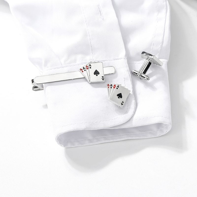Personality Poker AAAA Cufflinks&Tie Clip Set For Men Shirt Suit Tuxedo Blouse Jewelry Accessories - Image 2