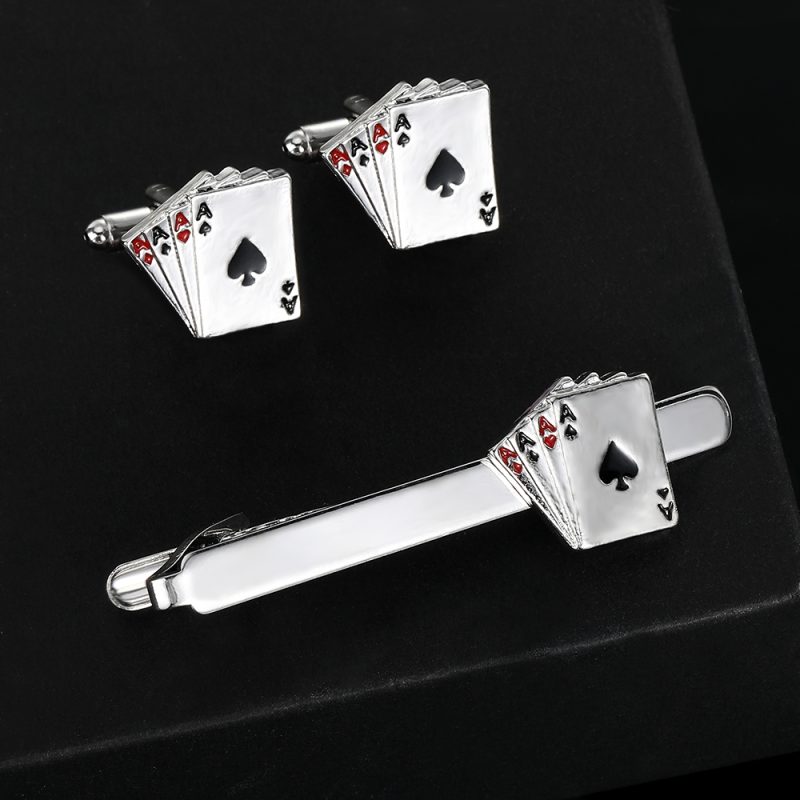 Personality Poker AAAA Cufflinks&Tie Clip Set For Men Shirt Suit Tuxedo Blouse Jewelry Accessories - Image 3
